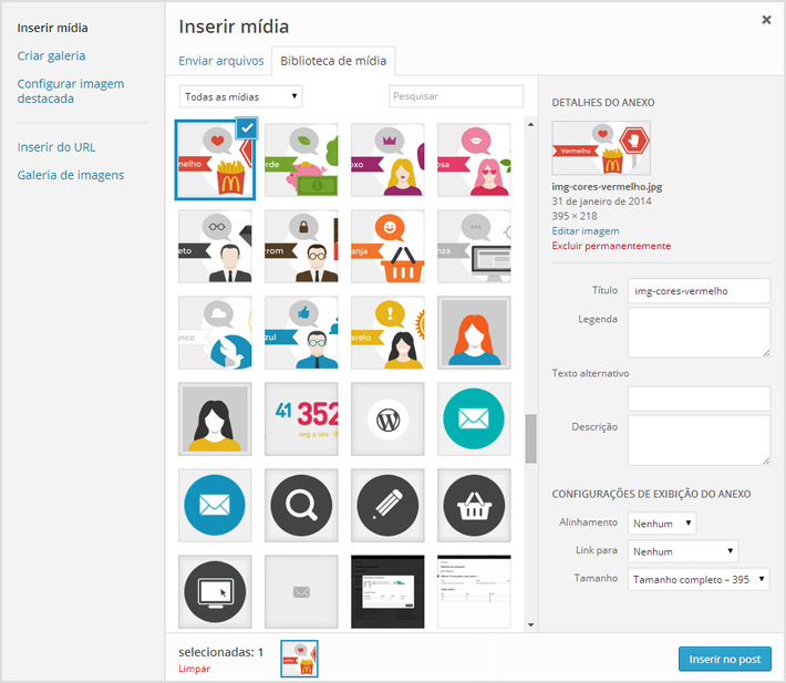 Inserir imagens e midias no WordPress