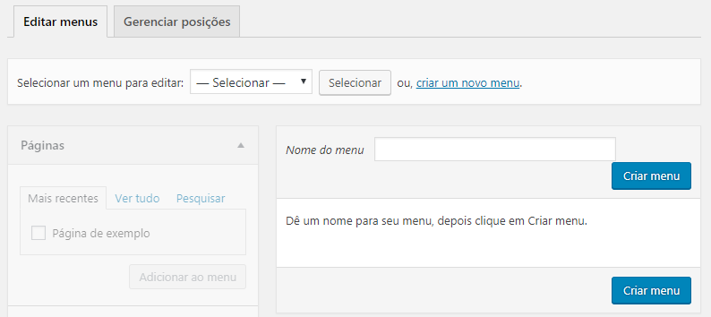 Menus no WordPress