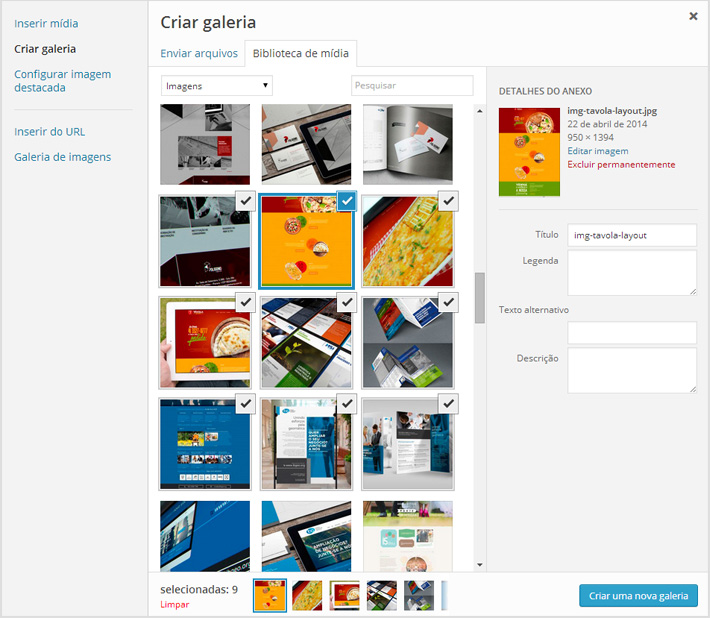 Inserir uma galeria de imagens no WordPress